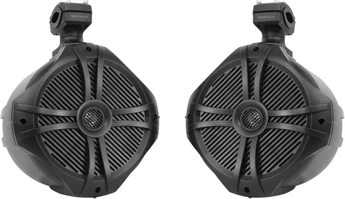 Vista 7 de Rockville RGHR45 Receptor de agujero de calibre marino de 4 zonas, Bluetooth/Radio/Paquete remoto con cable con (2) Rockville RWB90B Negro 8" 300w