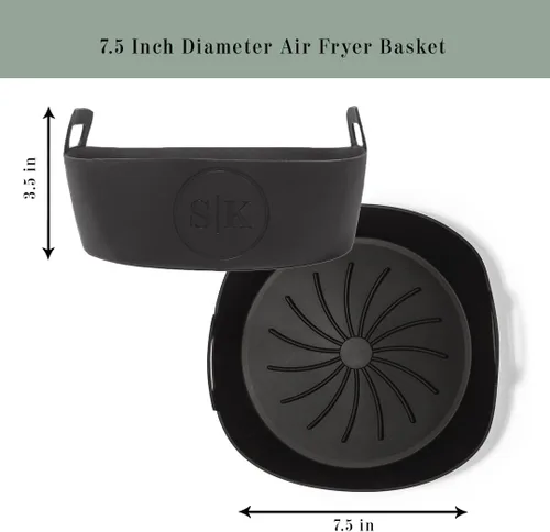 Vista 7 de The Silicone Kitchen Forro de silicona reutilizable para freidora de aire con imán de tabla de conversión, apto para lavavajillas, sin BPA, 7.5