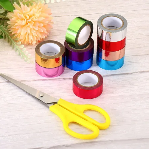 Vista 5 de PATIKIL Cinta adhesiva metálica Washi de 0.591 in x 16.4 ft, paquete de 6 calcomanías adhesivas de papel de arte para bricolaje, manualidades, Azul