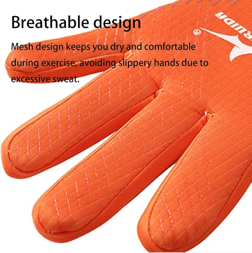 Vista 4 de Guantes de portero de fútbol prémium sin muñeca, guantes de portero con látex de 0.157 in para súper agarre y protección, antideslizantes