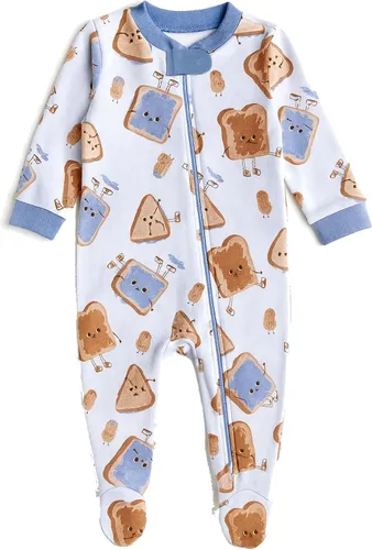 Vista 10 de HonestBaby Baby-Boys Classics Sleep & Play Footed One-piece Pajama Sleeper 100% Organic Cotton Raya Negrita Rojo Blanco Blu