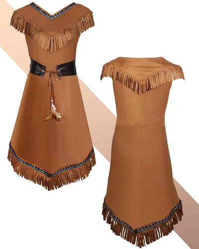 Vista 3 de Women's Halloween Costume Native Maiden Princess Outfit for 60s 70s Girls Lady Halloween Cosplay Dress
