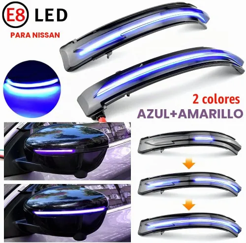Vista 5 de Conjunto de 2 luces intermitentes dinámicas secuenciales LED intermitentes para espejo lateral compatible con Nis-san X-Trail T32 Ro-gue Qashqai J11