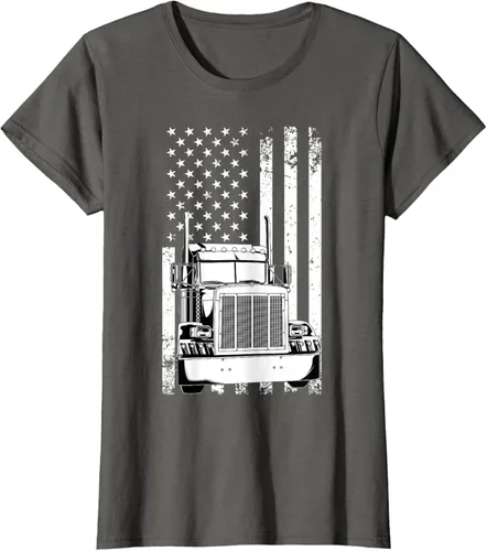 Vista 51 de Camión conductor bandera americana camionero vintage hombres mujeres regalo camiseta