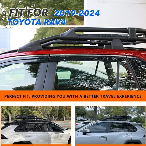 Vista 2 de Cesta de techo resistente compatible con Toyota RAV4 (2019-2025) Cesta de carga en la azotea, barras adicionales, portaequipajes