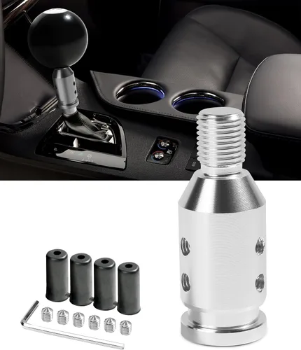 Vista 6 de YAKEFLY - Conector universal de cambio de marchas, adaptador de palanca de cambios automático de aluminio, engranaje manual no roscado M12x1.25 Negro