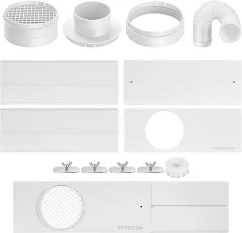 Vista 8 de VIVOSUN Kit de ventilación de ventana, kit de sellado portátil de ventana de CA, compatible con conductos de 4 pulgadas/6 pulgadas y manguera de 5.9