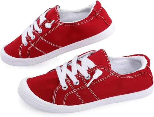 Vista 8 de Tenis de lona para mujer, sin cordones, caña baja, informales, clásicos, cómodos, planos, a la moda