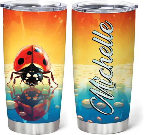 Vista 11 de Hyturtle Regalos personalizados para amantes de las mariquitas – Just A Girl Who Loves Ladybugs - Vaso de acero inoxidable personalizado de 20 onzas