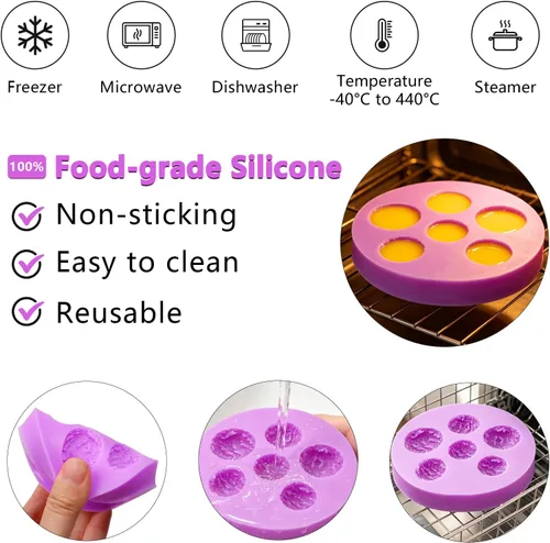 Vista 3 de Moldes de silicona para galletas de chocolate, 6 paquetes de donas de caramelo, mini waffle, moldes para decoración de pasteles, adornos