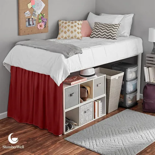Vista 9 de SlumberWell Falda de cama de microfibra extra larga con volantes para dormitorio de collage, panel de tres lados, fácil ajuste y elegante