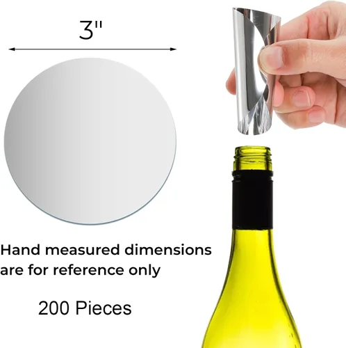 Vista 2 de Hiceeden 200 piezas de vertedor de vino plateado, fino y reutilizable, de papel de aluminio, vertedor de vino, con boquilla para el hogar, bar