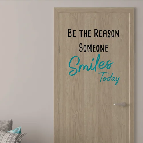Vista 4 de Be The Reason Someone Smiles Today - Calcomanías de pared con citas inspiradoras, calcomanías de vinilo para dormitorio, sala de estar, escuela