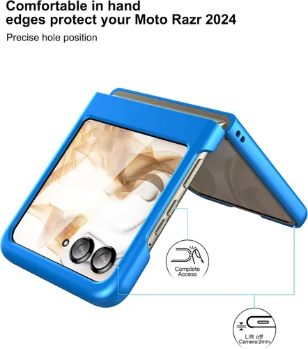 Vista 2 de Foluu Funda delgada para Motorola Razr 2024/2025 [No compatible con Razr Plus 2024], con protector de pantalla frontal integrado, policarbonato mate