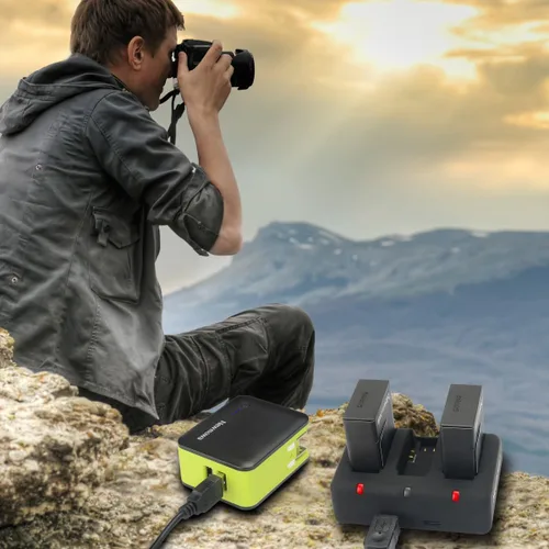 Vista 7 de Newmowa Paquete de 2 baterías de 1300 mAh y cargador de 3 canales para GoPro Hero 3/3+ Batería de repuesto y cargador rápido para AHDBT-301