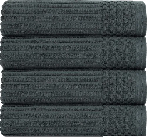 Vista 61 de Superior Juego de 6 toallas de algodón sólido y acanalado, toallas de cara de 13 x 13 pulgadas, toallas de mano de 16 x 28 pulgadas, toallas de baño