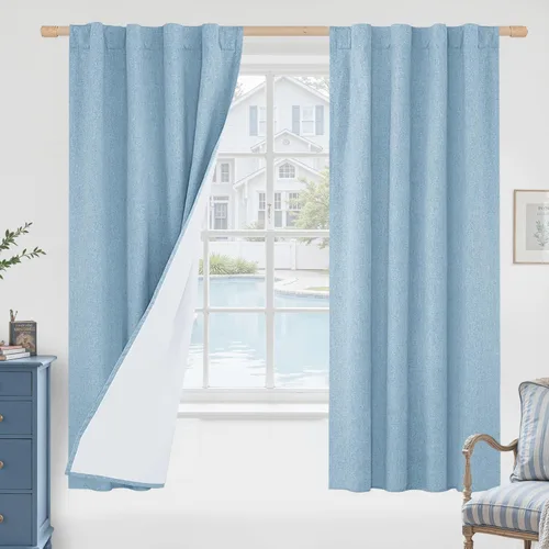 Vista 164 de LAMIT Cortinas opacas cortas de lino de 30 pulgadas para ventanas de cocina sobre el fregadero, cortinas de café texturizadas de lino marfil