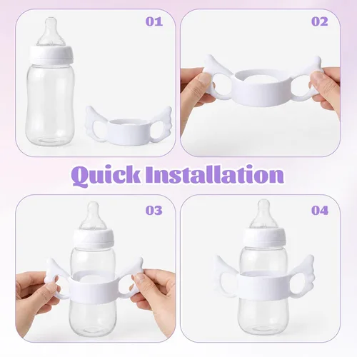 Vista 5 de 3 asas de biberón para Boon Nursh - Soporte de silicona para botellas, mango de botella de fácil agarre con instalación rápida para sujeción