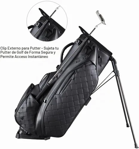 Vista 2 de ASK ECHO Prestige Full-Length Hybrid Stand Bag – Premium Leather Negro