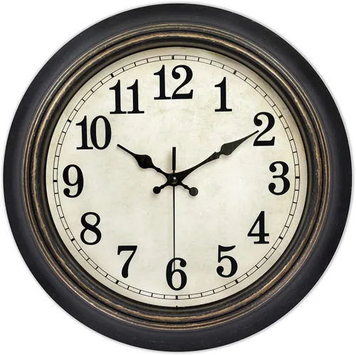 Vista 21 de 45 Min - Reloj de pared para interiores y exteriores, 12 pulgadas, estilo retro, 03 12 plata