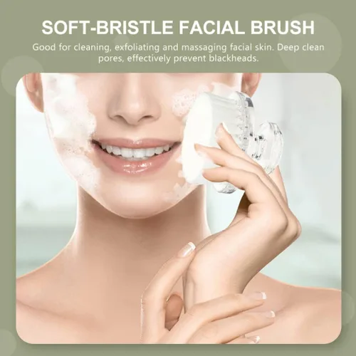 Vista 4 de COHEALI Cepillo de limpieza facial de cerdas suaves, cepillo facial manual para limpieza profunda de poros, exfoliación y masaje, cuidado de la piel