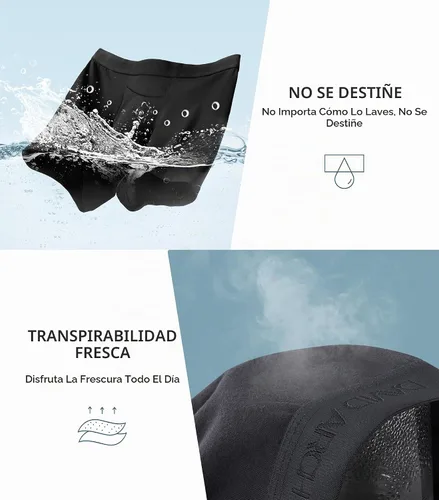 Vista 2 de DAVID ARCHY - Calzoncillos para hombre, estilo boxer briefs de algodón, con bolsa, ultra absorbentes, transpirables, suaves, con bragueta Negro
