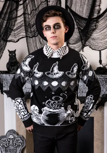 Vista 3 de Suéter feo de hechizo de bruja de Halloween para adulto Multicolor