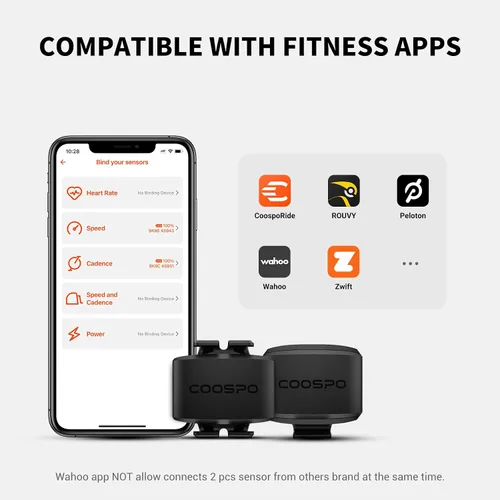 Vista 4 de COOSPO Speed/Cadence Sensor BK9 for Indoor/Outdoor Cycling, Bluetooth 5.0 ANT+ Wireless Cycling RPM Cadence Speed Sensor BK9 Set Cadence Speed