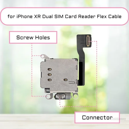 Vista 2 de para iPhone XR Dual SIM lector de tarjetas Flex Cable Reemplazo Black and Silver SIM Double Card Slot Tray Holder Adapter with SIM Eject Pin