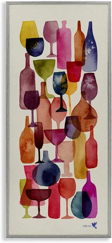 Vista 14 de Stupell Industries Copas de vino en capas Pintura enmarcada Giclée Art, diseño de Maria Over