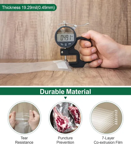 Vista 4 de Bolsas selladoras al vacío para alimentos, 50 x 10 pulgadas, etiqueta preimpresa, sin BPA, bolsas pequeñas para ahorrar alimentos, ideal para bolsas