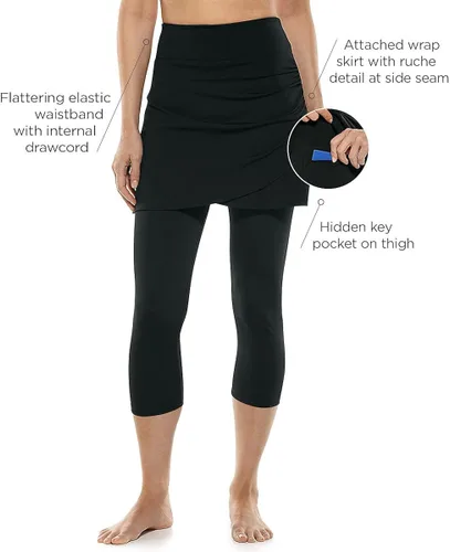 Vista 3 de Coolibar UPF 50 - Capris de natación con falda Kahula para mujer protección solar