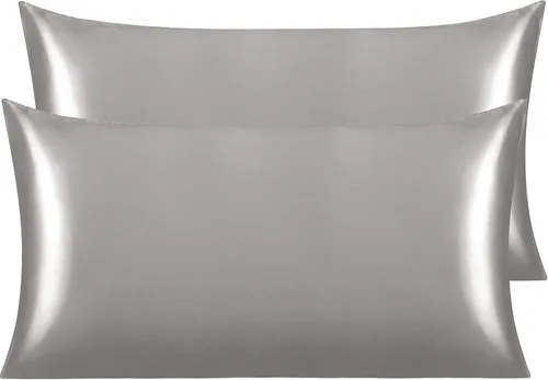 Vista 80 de NTBAY Paquete de 2 fundas de almohada estándar de satén para cabello y piel, lujosas y sedosas fundas de almohada con cierre de sobre, 20 x 26
