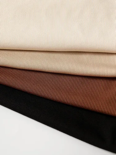 Vista 3 de MakeMeChic Paquete de 4 mamelucos de punto acanalado con mangas sólidas para mujer