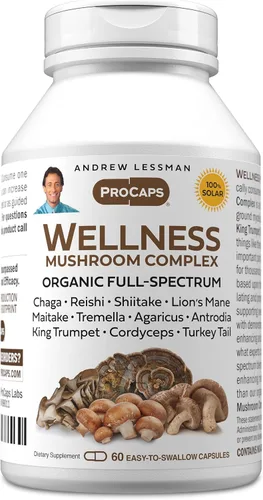 Vista 11 de ANDREW LESSMAN Wellness Mushroom Complex 30 cápsulas – Mezcla orgánica de espectro completo de 11 hongos – Apoya la salud y la vitalidad en general