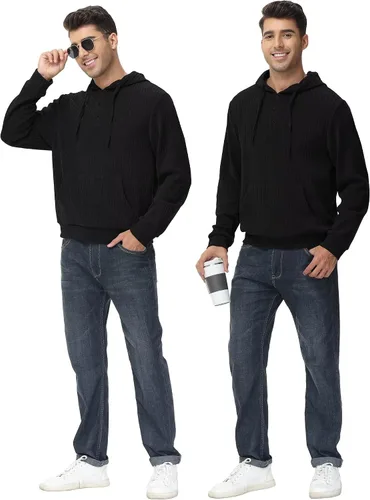 Vista 5 de Tyhengta Sudaderas con capucha Henley para hombre
