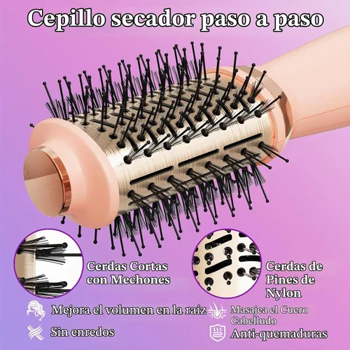 Vista 6 de Cepillo Secador de Cabello Cepillo Secador en Uno, Cepillo Secador de Cabello 4 en 1 Secador con Barril Ovalado, Mini Cepillo de Aire Caliente