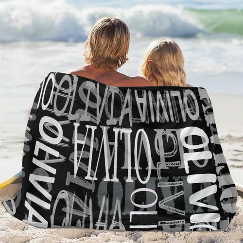 Vista 4 de Mantas personalizadas con nombre para bebé, niño, niña, mantas súper suaves con nombre para niños y adultos, manta con nombre para cumpleaños