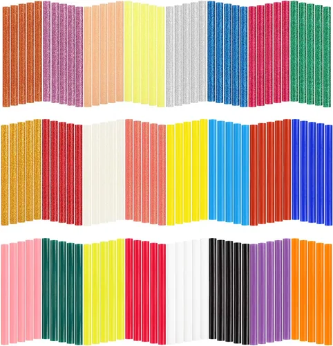 Vista 9 de 120 barras de pegamento caliente para manualidades – 0.28 x 3.9" Gartful tamaño mini barras de pegamento termofusible, 48 piezas transparentes + 36