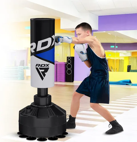 Vista 9 de RDX Saco de boxeo independiente para niños con guantes y funda, saco de boxeo junior de 4 pies con soporte para kickboxing, boxeo, artes marciales