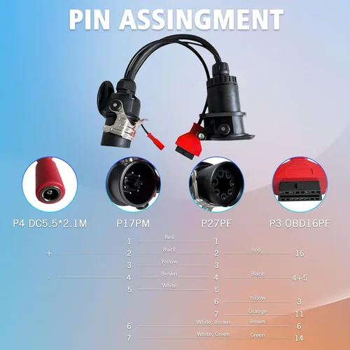 Vista 6 de ISO 7638 7pin (EBS/ABS) Adaptador, remolque y cable de diagnóstico de camión para conectar para diagnóstico de remolque Autocom, para Texas