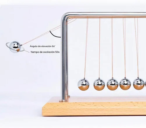 Vista 2 de CERROPI Péndulo de Newton, bolas de equilibrio con 7 bolas, péndulo clásico de Newton, juguete científico de física Juguetes y accesorios