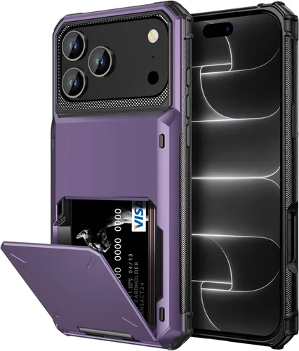 Vista 21 de Vofolen Funda compatible con iPhone 12, cartera 5G, 4 ranuras para tarjetas, tarjetero con bolsillo oculto, doble capa, cubierta trasera protectora