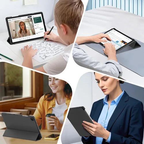 Vista 8 de MoKo para Galaxy Tab A9 Plus/A9+ Funda de 11 pulgadas 2023, funda de PC delgada con soporte y parte trasera translúcida para Galaxy Tab A9 Plus