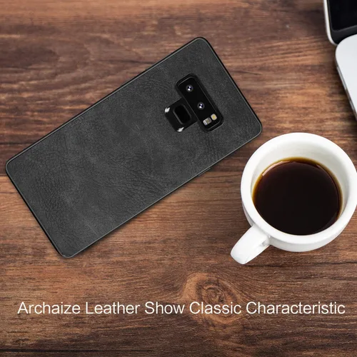 Vista 3 de Funda para Samsung Galaxy Note 9, delgada, de piel sintética, estilo vintage, a prueba de golpes, ligera, de poliuretano termoplástico suave
