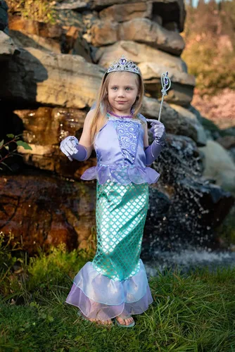 Vista 2 de Vestido de sirena para niñas disfraz de princesa Ariel para Halloween y cosplay