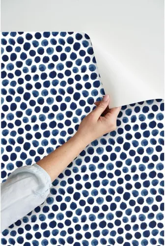 Vista 3 de Spoonflower Watercolor Polka Pre-Pasted Removable Wallpaper Sample 12" x 24" Circles Boho Nursery Abstract Kitchen Self-adhesive, removable