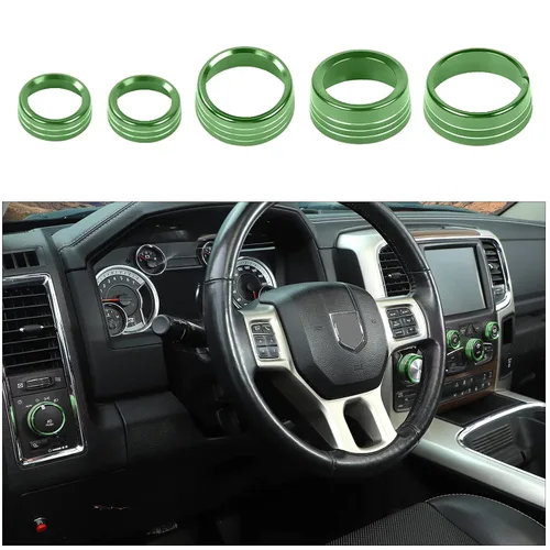 Vista 13 de Voodonala para Dodge RAM Cubierta de perilla del interruptor de aire acondicionado y radio de aluminio para la consola central para Dodge RAM Negro