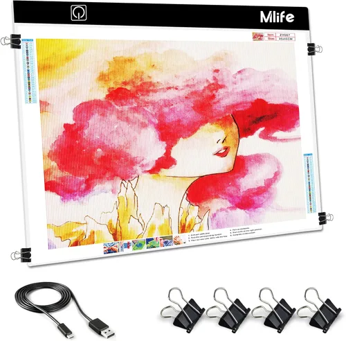 Vista 9 de Mlife Almohadilla de Luz Grande A1 Mejorada para Pintura de Arte de Diamante, Caja de Luz de Dibujo y Copia con Atenuación Continua para Calcar