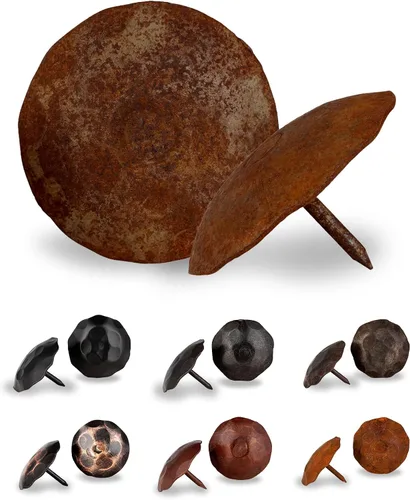 Vista 8 de 10 Pack 0.75" Round Head Iron Clavos Decorative Nails – Black – Handmade Rustic Round Fasteners for Farmhouse Shutters, Faux Wood Beams, Barn Doors